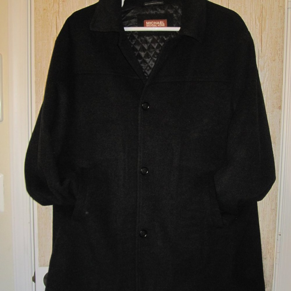Michael Kors Mens Wool Quilted Overcoat BlackBrown